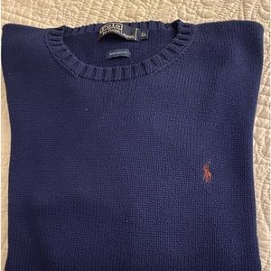 Polo Ralph Lauren Navy Cotton Crewneck Sweater Excellent Preowned Condition SzXL